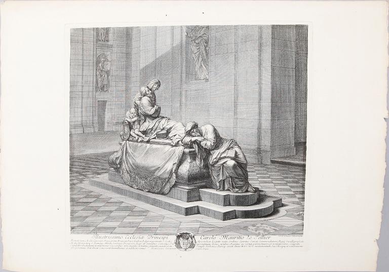 MAPP med 25 kopparstick och gravyrer, 1700-/1800-tal.
