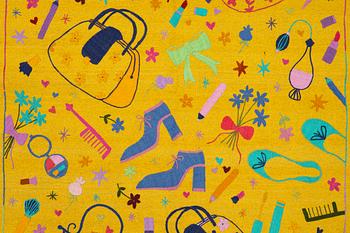 Matta, handbroderad Kelim, ca 176 x 121 cm.