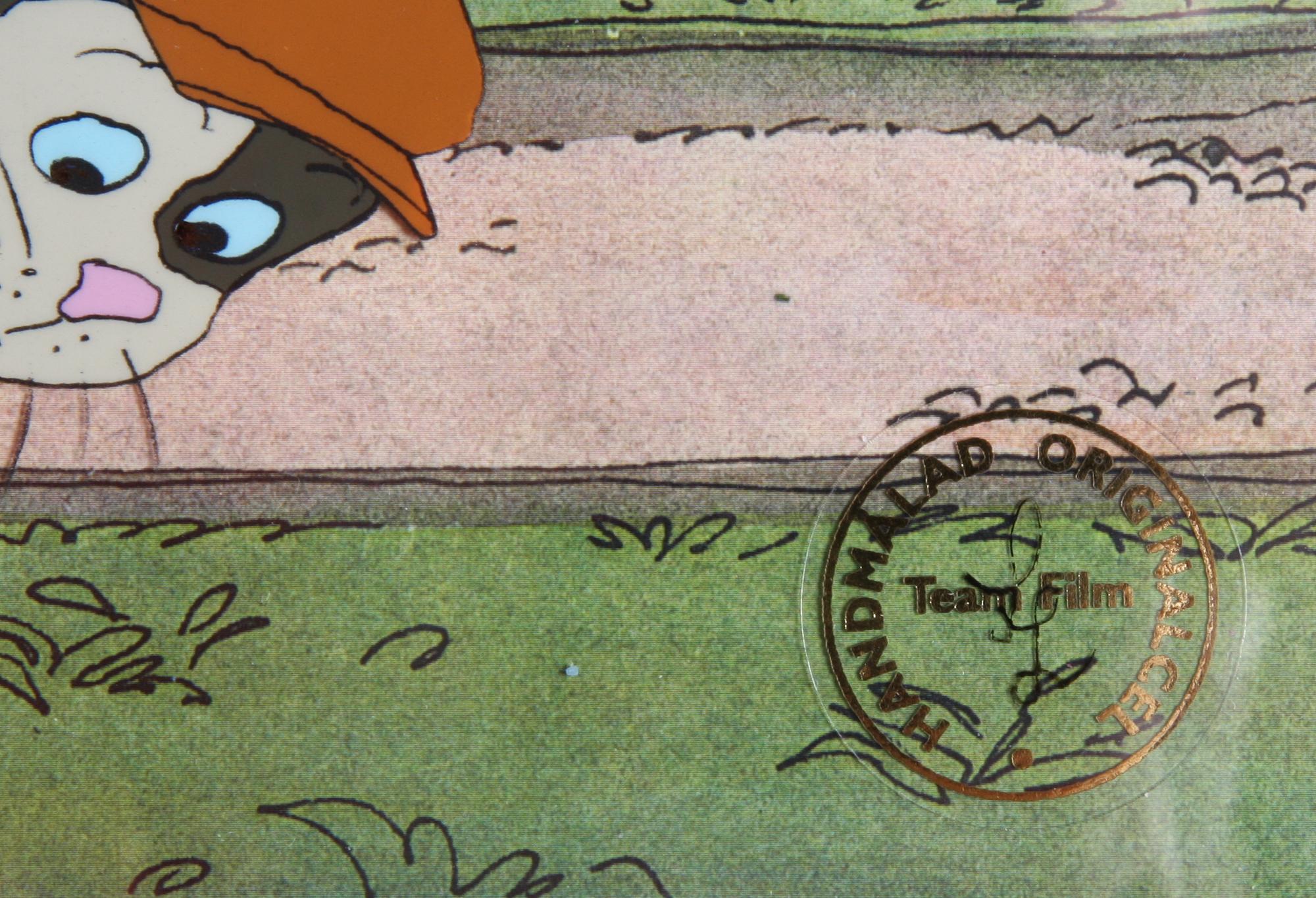 ORIGINALCEL, ur "Pelle Svanslös". Blandteknik, Team Film, sign SL.