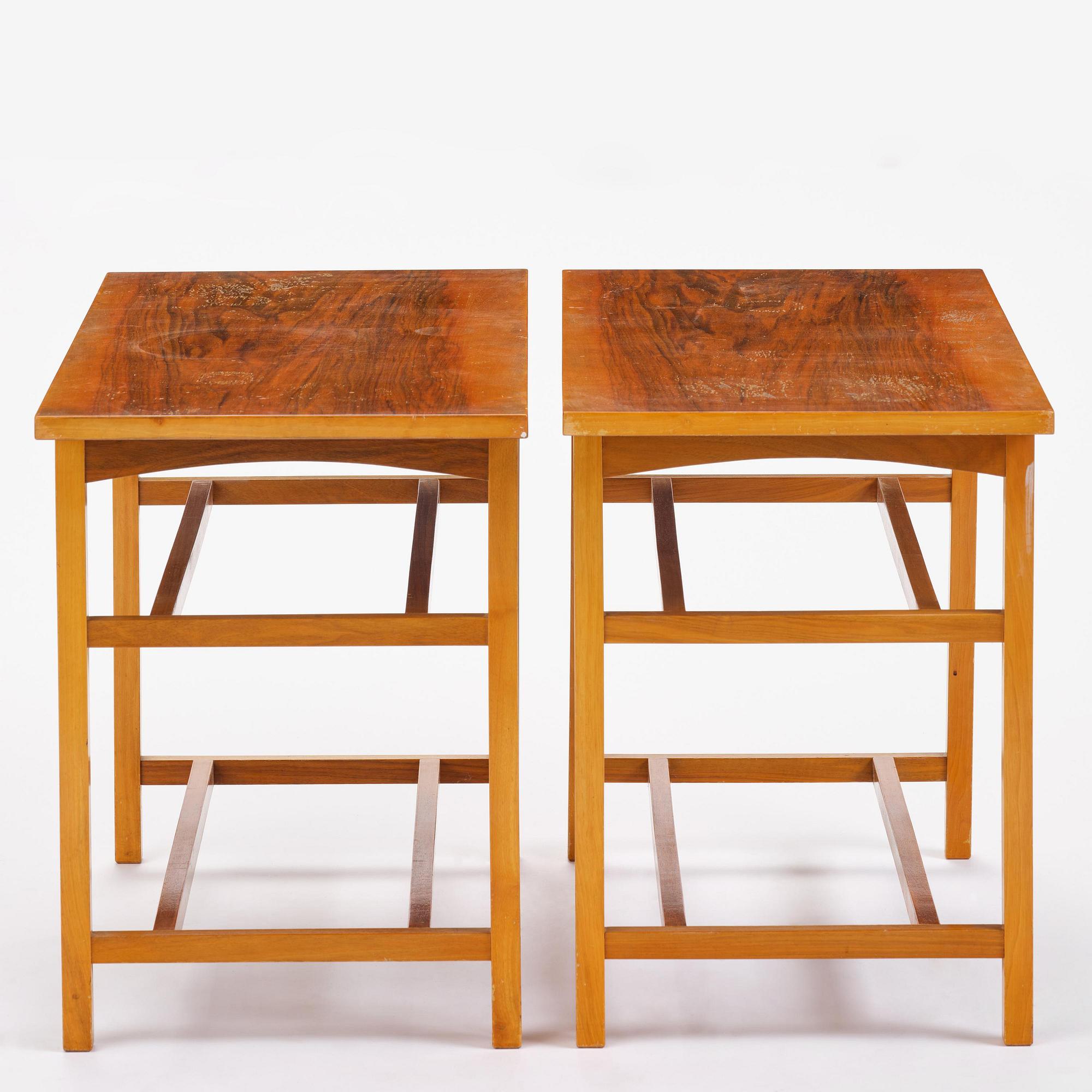 Josef Frank, a pair of side tables, model B 2184, Firma Svenskt Tenn, Sweden, mid-20th century.