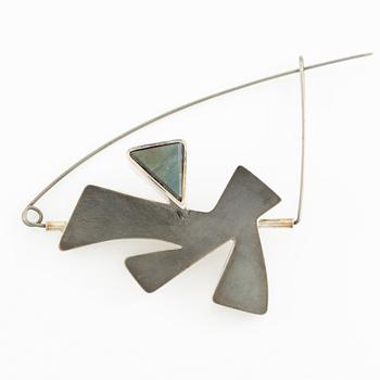 Jan-Christer Lundqvist, brooch, sterling silver with spectrolite, Skövde.