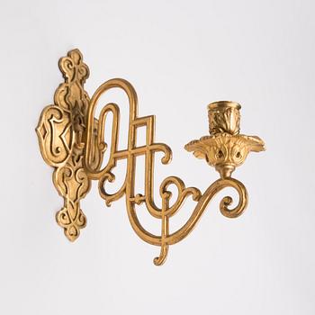 VÄGGLAMPETT,  förgylld brons, Ryssland 1800-talets senare hälft.