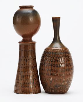 Two Stig Lindberg stoneware vases, Gustavsberg studio 1964.