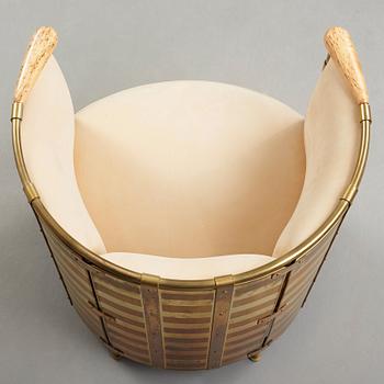 Mats Theselius, A Mats Theselius 'El Dorado' brass, birch and leather armchair, Källemo, Sweden post 2002.