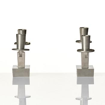 Nils Fougstedt, a pair of pewter candelabra model "A 1047", Firma Svenskt Tenn, Stockholm 1932.