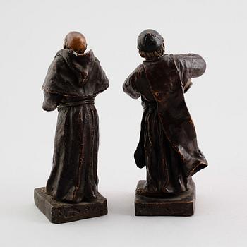 FIGURER, ett par, terrakotta, Goldscheider, Wien, omkring år 1900.