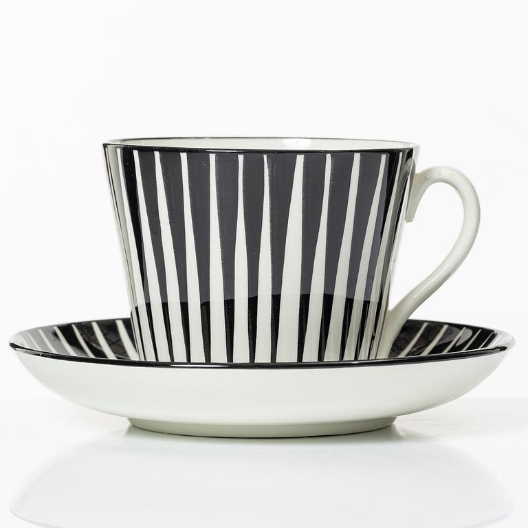 Eugen Trost, tea cups with saucers, 7 pieces, stoneware, "Zebra", Gefle, 1950s.