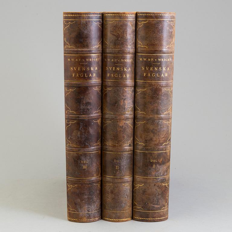 Three volumes, Swedish Birds, by M.W and F von Wright, 1927 and 1929.