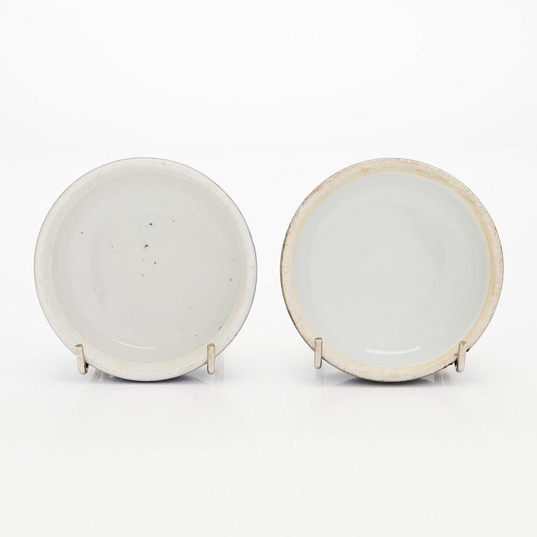 A pair of famille verte jars with covers, China mid 20th century.