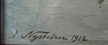 OKÄND KONSTNÄR, olja på duk, signerad Nyström och daterad 1912.