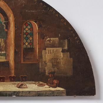 Milić od Mačve, olja på duk lagd på pannå, signerad och daterad 1969, även signerad och daterad 1969 a tergo.