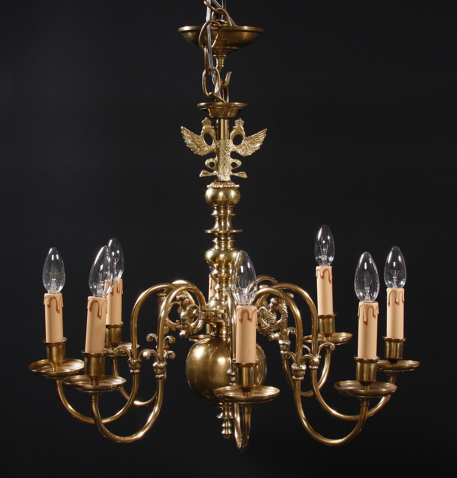 LJUSKRONA, mässing. Barockstil. H 64.