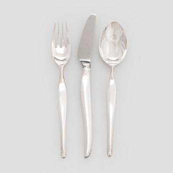 Tapio Wirkkala, A 36-piece 'Hopeasiipi' silver cutlery set, Kultakeskus, Hämeenlinna 1957.