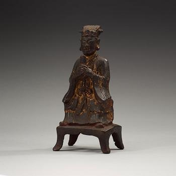 A bronze figure of a daoist deity, Ming dynasty (1368-1644).