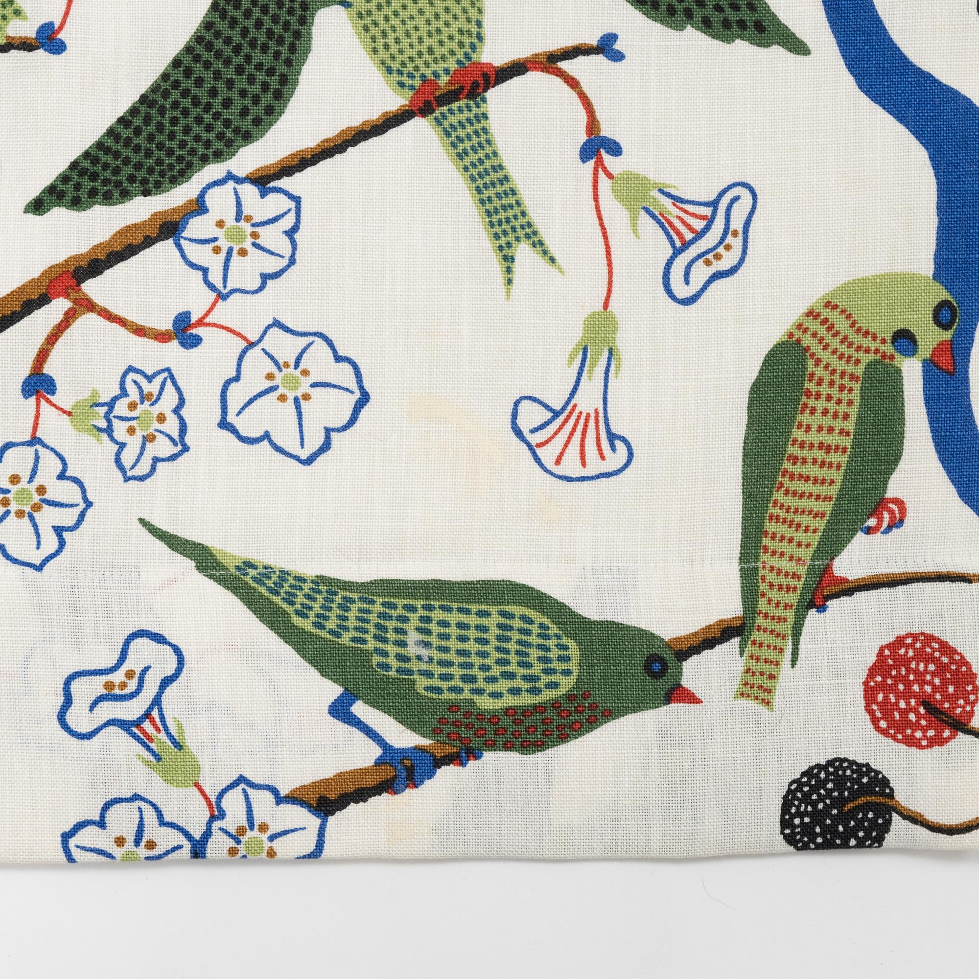 Josef Frank, gardiner, 4 st, "Gröna Fåglar", Firma Svenskt Tenn.