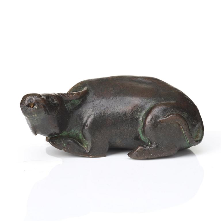 A bronze scultpure of a water buffalo, Ming dynasty (1368-1644).