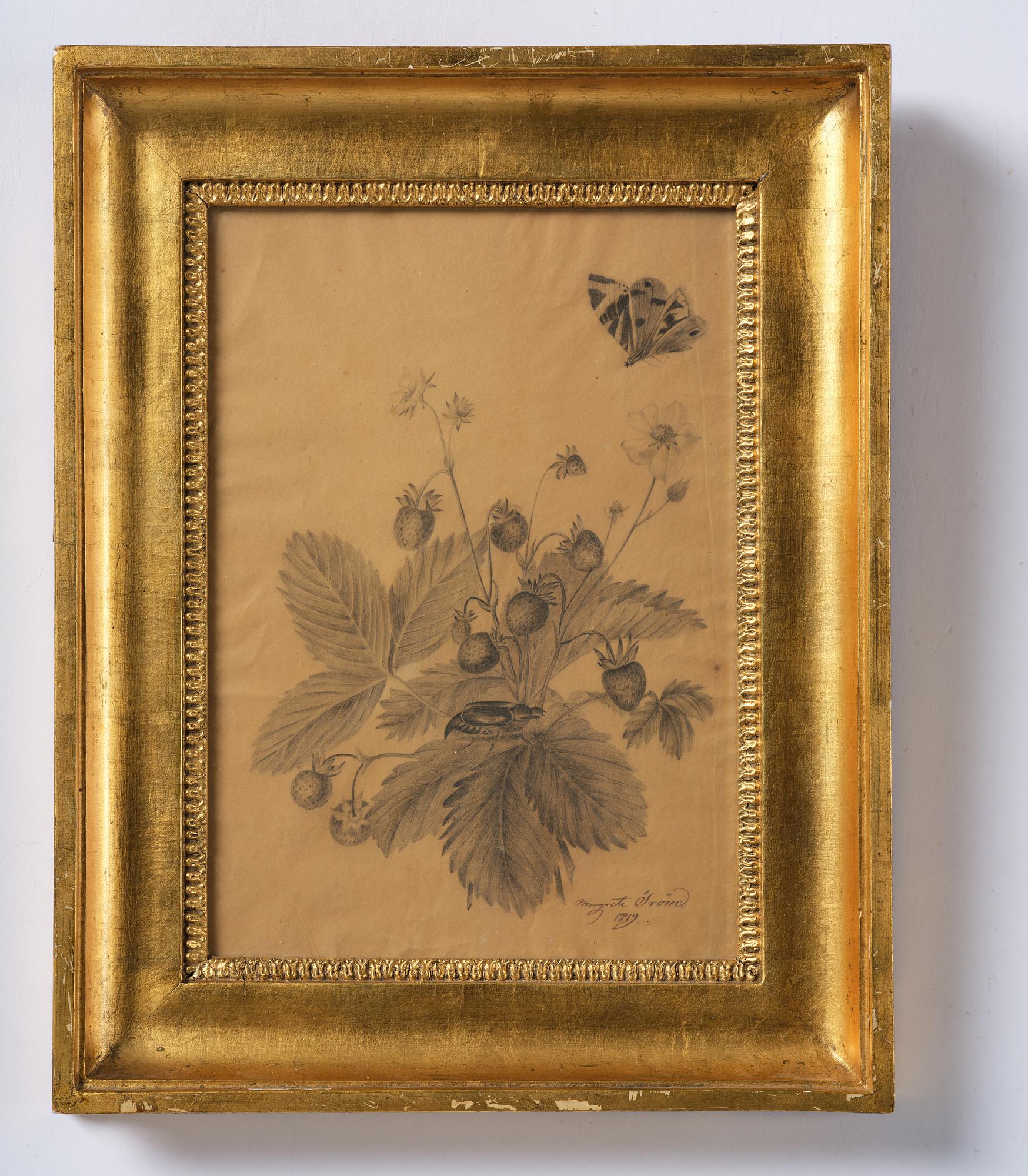 Ramar, ett  par, Sverige, tidigt 1800-tal, Empire, med blomsterstudier av Margareta Tröne (1804-1830).