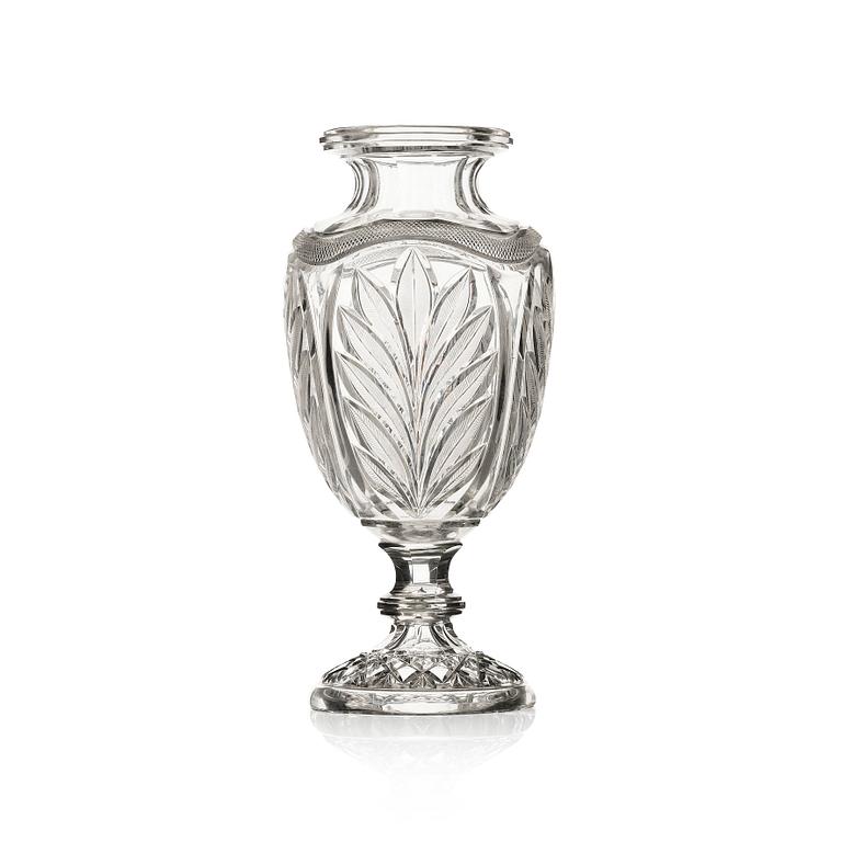 A cut glass vase, possibly Russian, 1890's.