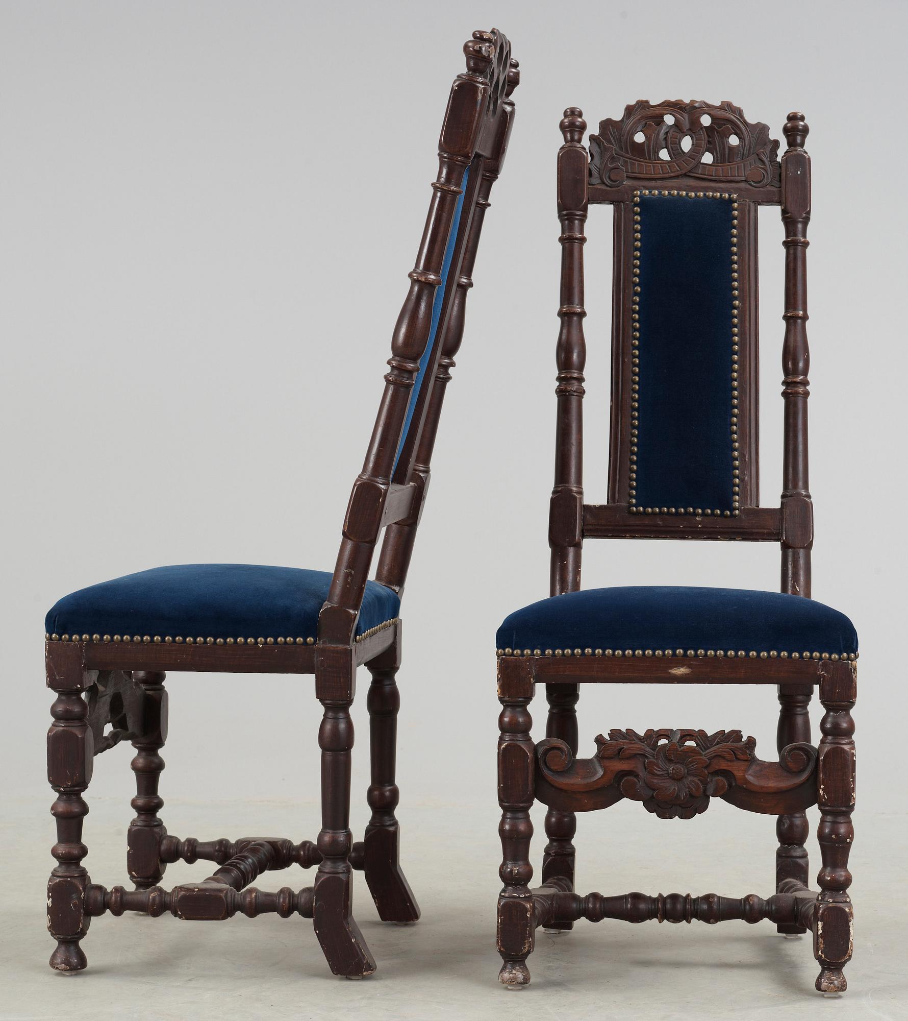 STOLAR, 2 st, barock, 1700-talets första hälft.