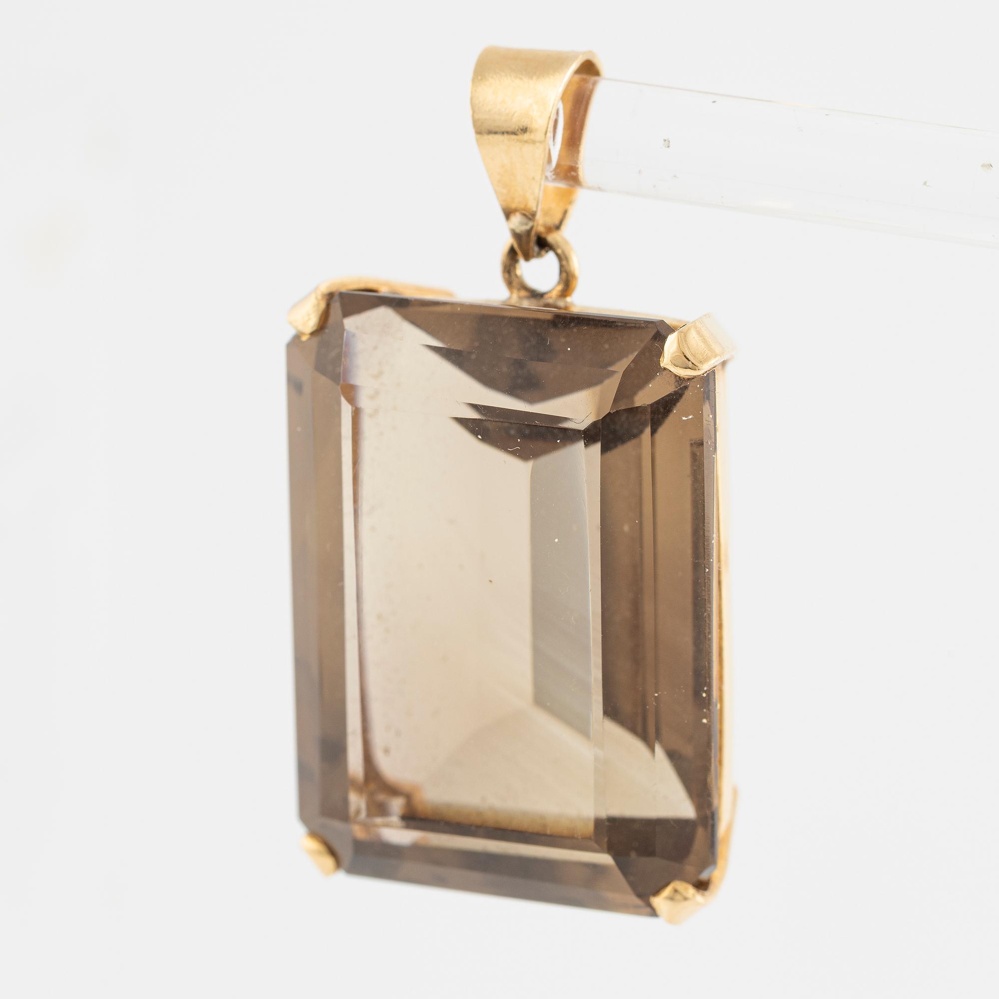 Pendant, 18K gold with smoky quartz.