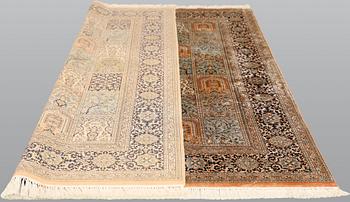 A silk carpet, Kashmir, c. 237 x 199 cm.