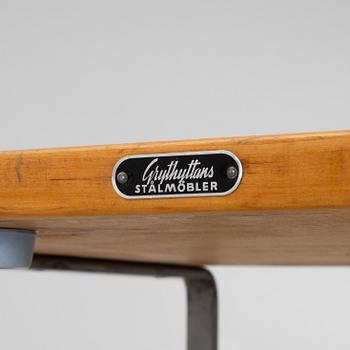 Six 'Chair 10', mid-20th century. Grythyttan's steel furniture. First half of the 20th century.