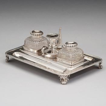 An English 18th century silver ink-stand, mark of Garrard's, London 1827.