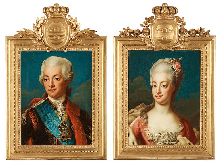 Jakob Björck Attributed to, "King Gustaf III" (1746-1793) & "Queen Sofia Magdalena" (1746-1813).