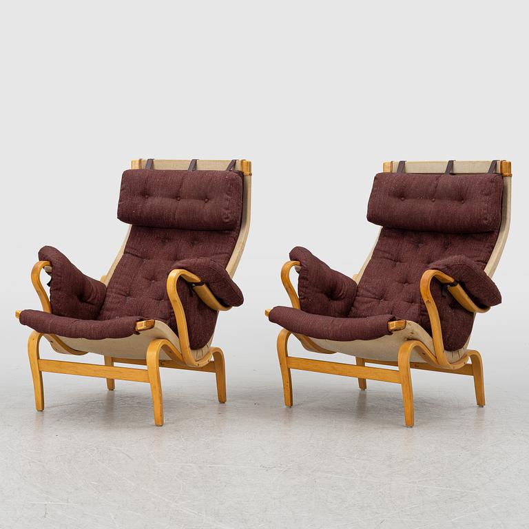Bruno Mathsson, Armchairs, a pair, "Pernilla", Dux, late 20th century.