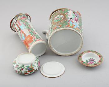 TEKANNA, LOCKDOSA SAMT VAS, porslin, Kina, Kanton, 1800-tal.