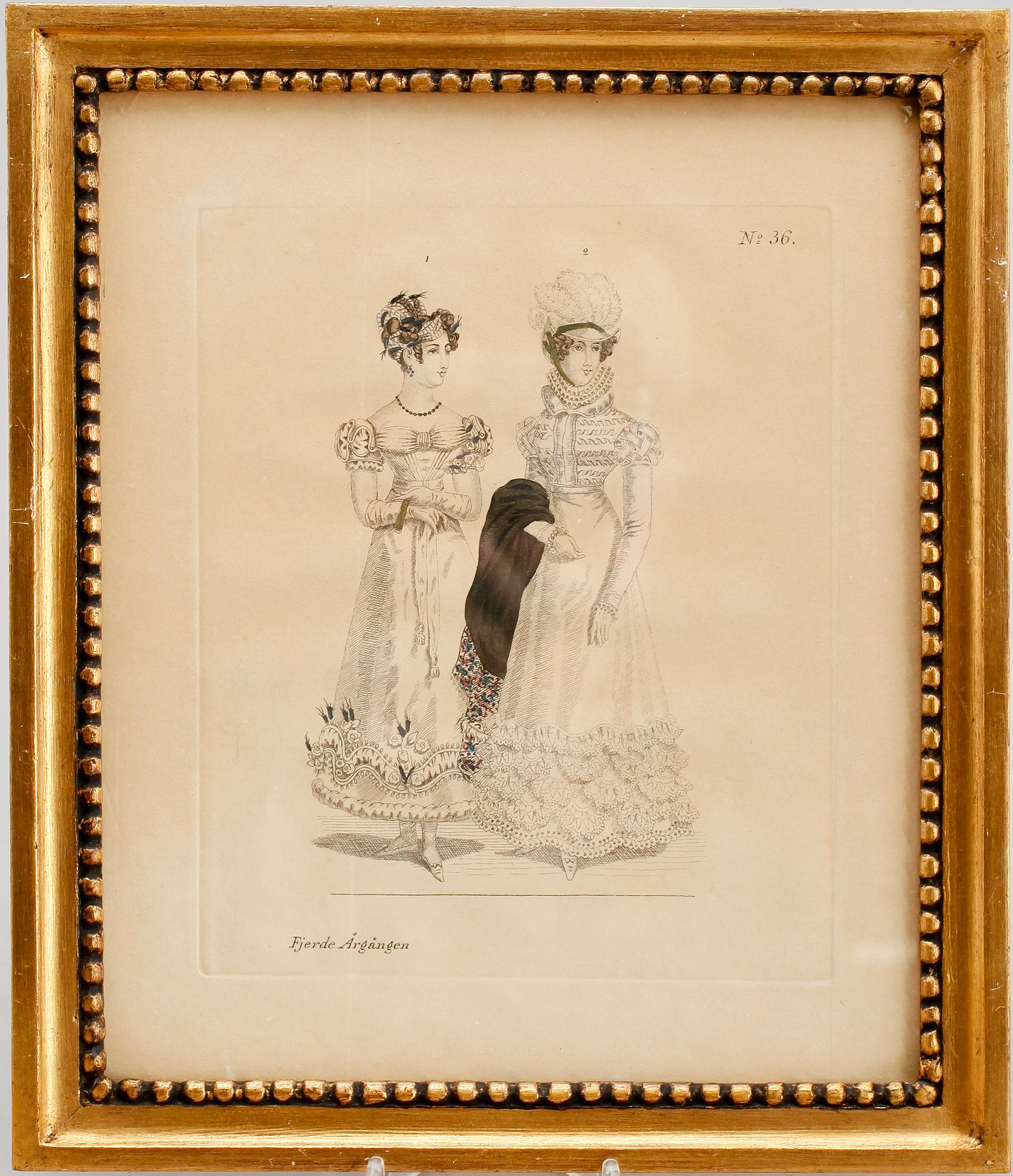 TAVELSVIT, 6 st, 1800-tal, kolorerade gravyrer.