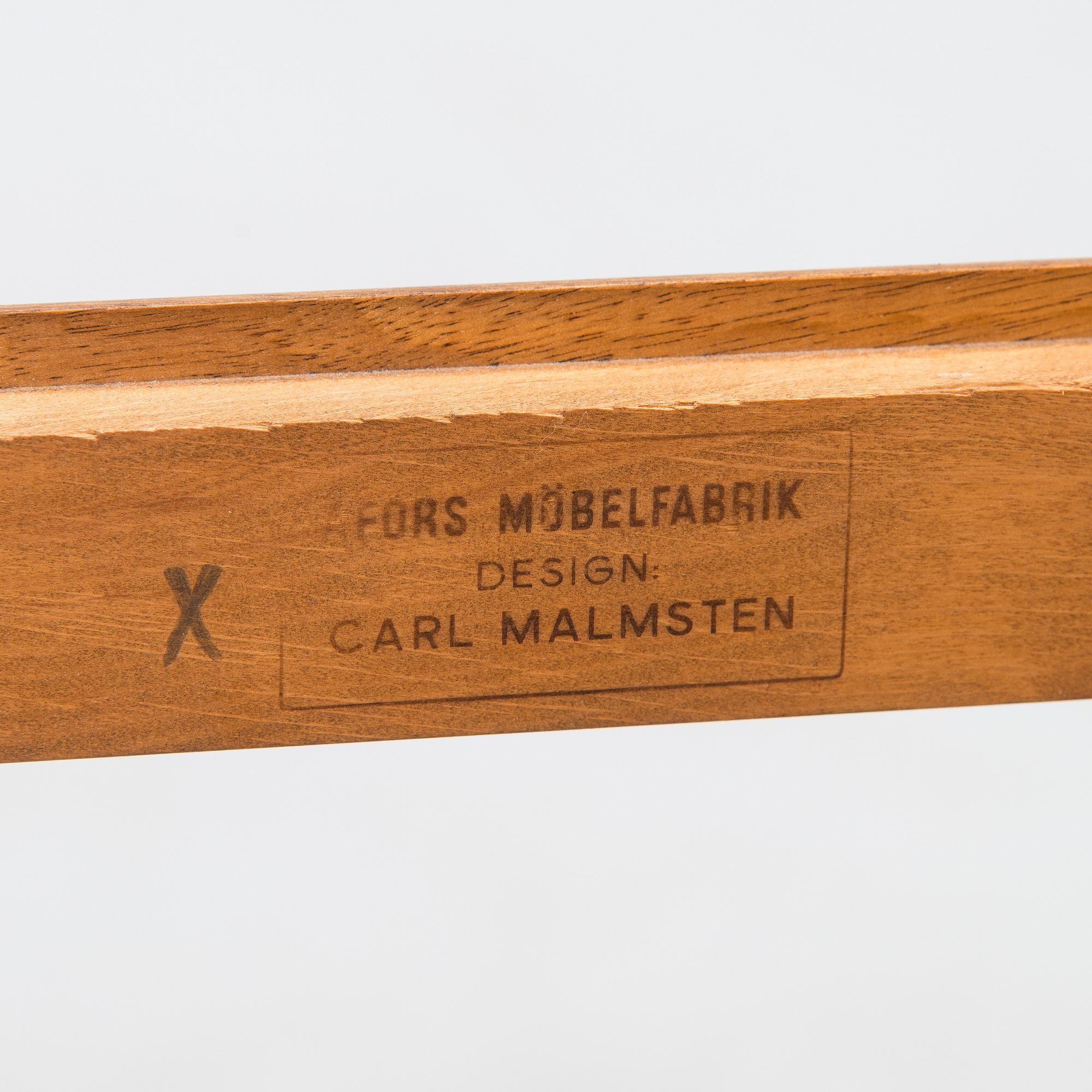 Carl Malmsten, 2 karmituolia sekä 6 tuolia, "Amabssadör", Åfors Möbelfabrik, 1900-luvun loppu.