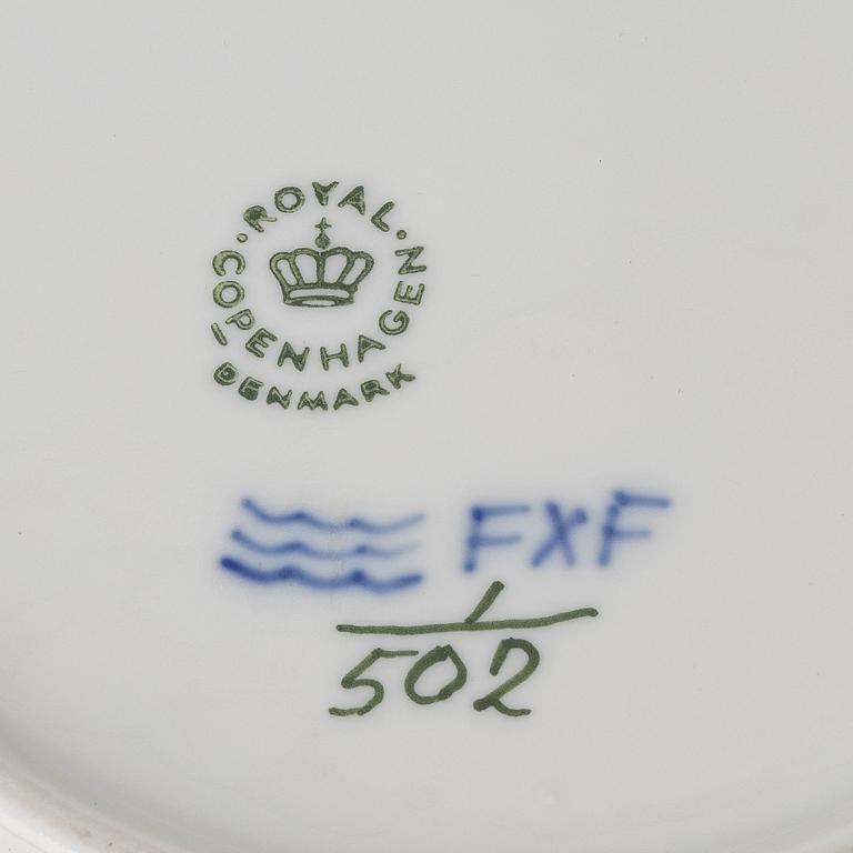 Royal Copenhagen, A 'blue fluted half lace' porcelain butter dish with stand, 1960s.