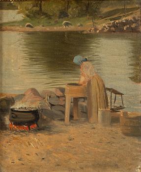 Carl Wilhelm Jaensson, Washing by the lake.