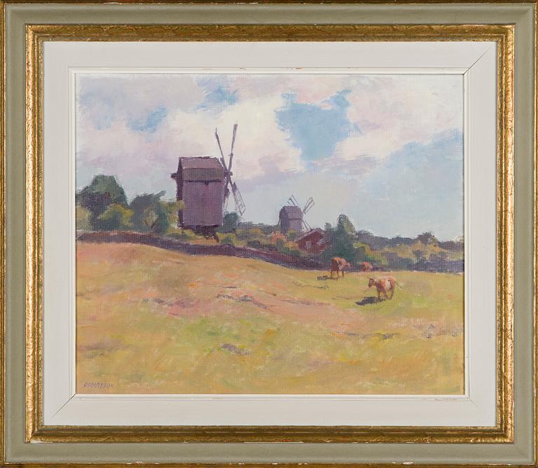 Bernhard Oscarsson, Landscape with windmills.