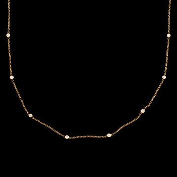A diamond chain necklace. Total carat weight 0.42 ct.