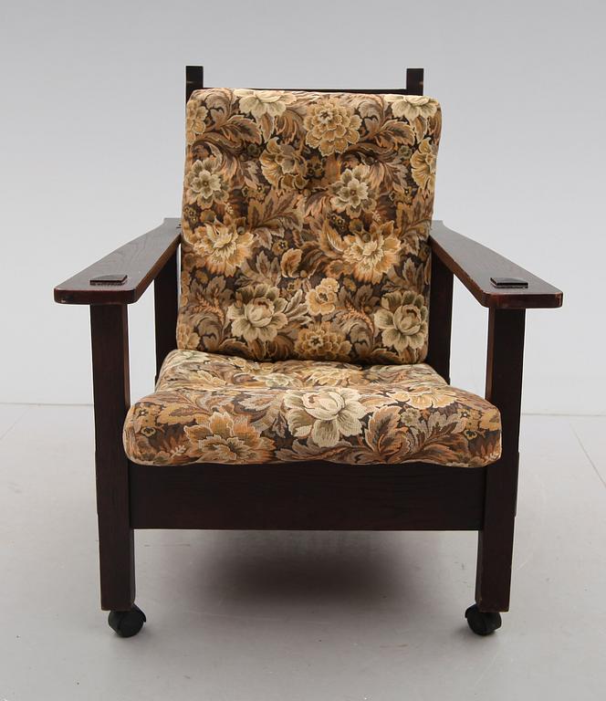 KARMSTOL, Arts & Crafts, möjligen Gustav Stickley Morris Chair 346, tidigt 1900-tal.