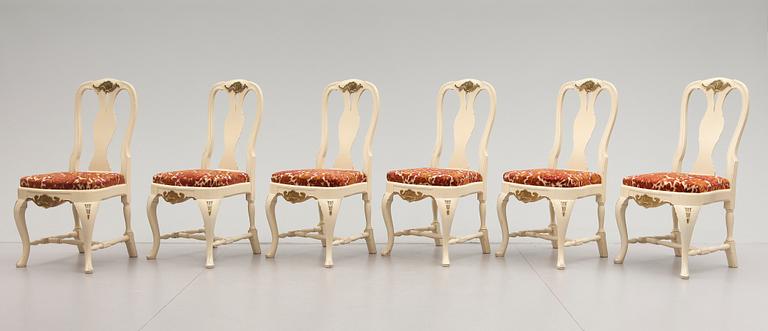 STOLAR OCH KARMSTOLAR, 6 + 2 st, barockstil, 1900-tal.