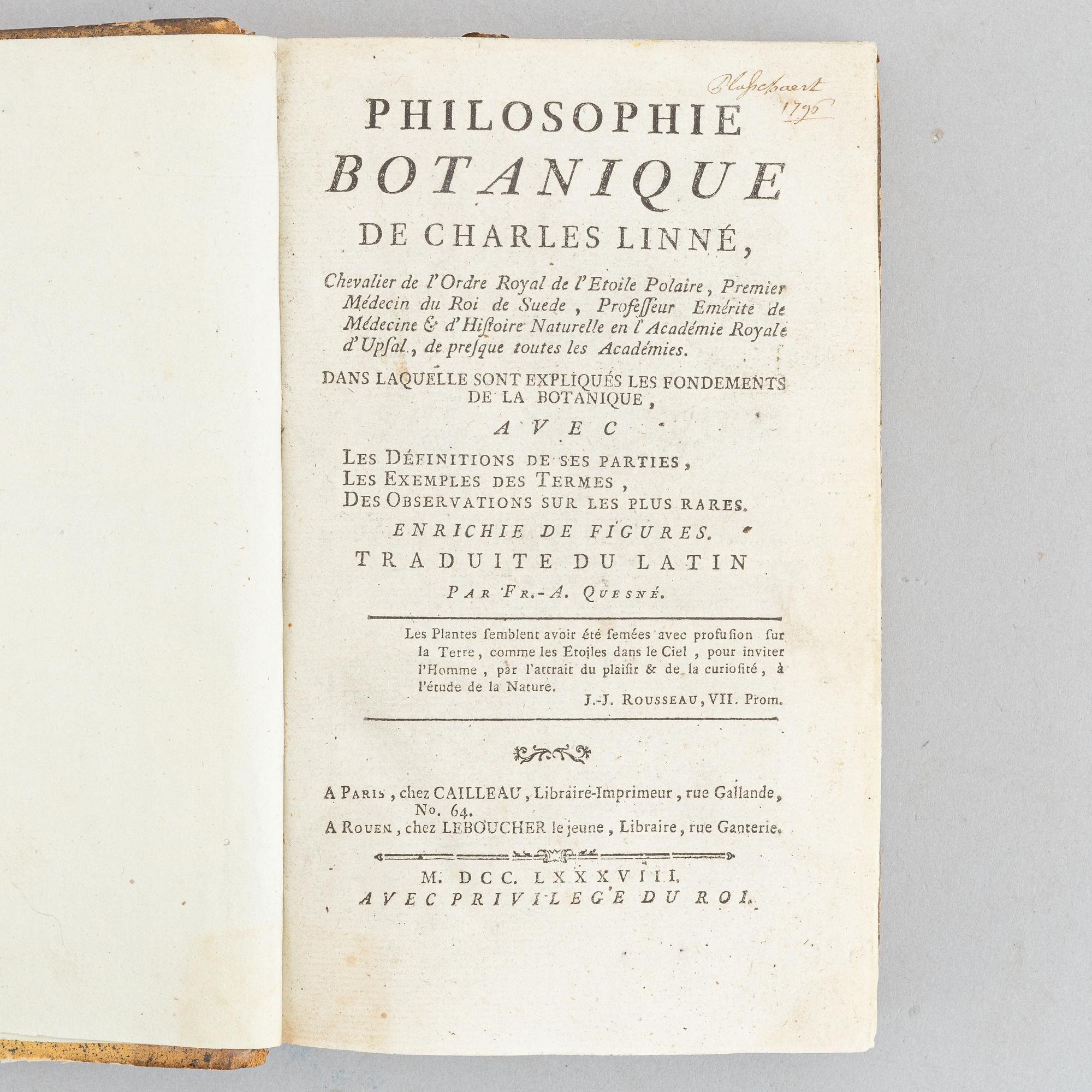 First French edition of Philosophia botanica.