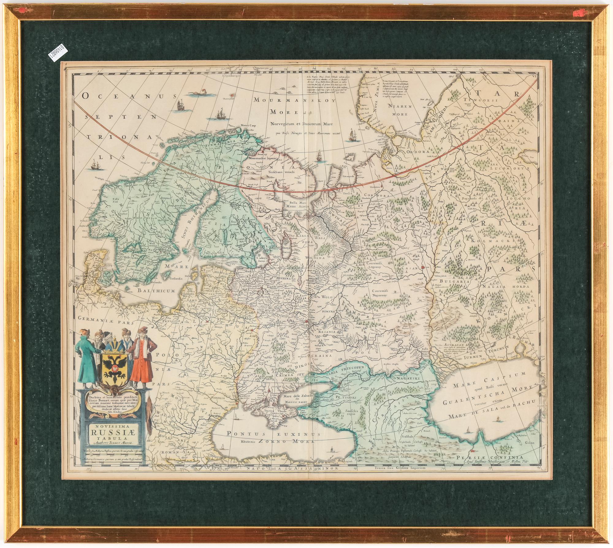 KARTA, kopparstick, "Novissima Russiae Tabula", H Hondius, 16/1700-tal.