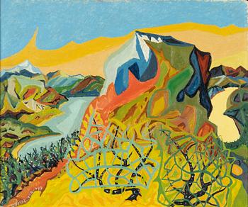 Uno Vallman, oil on panel, signed and dated 1949.