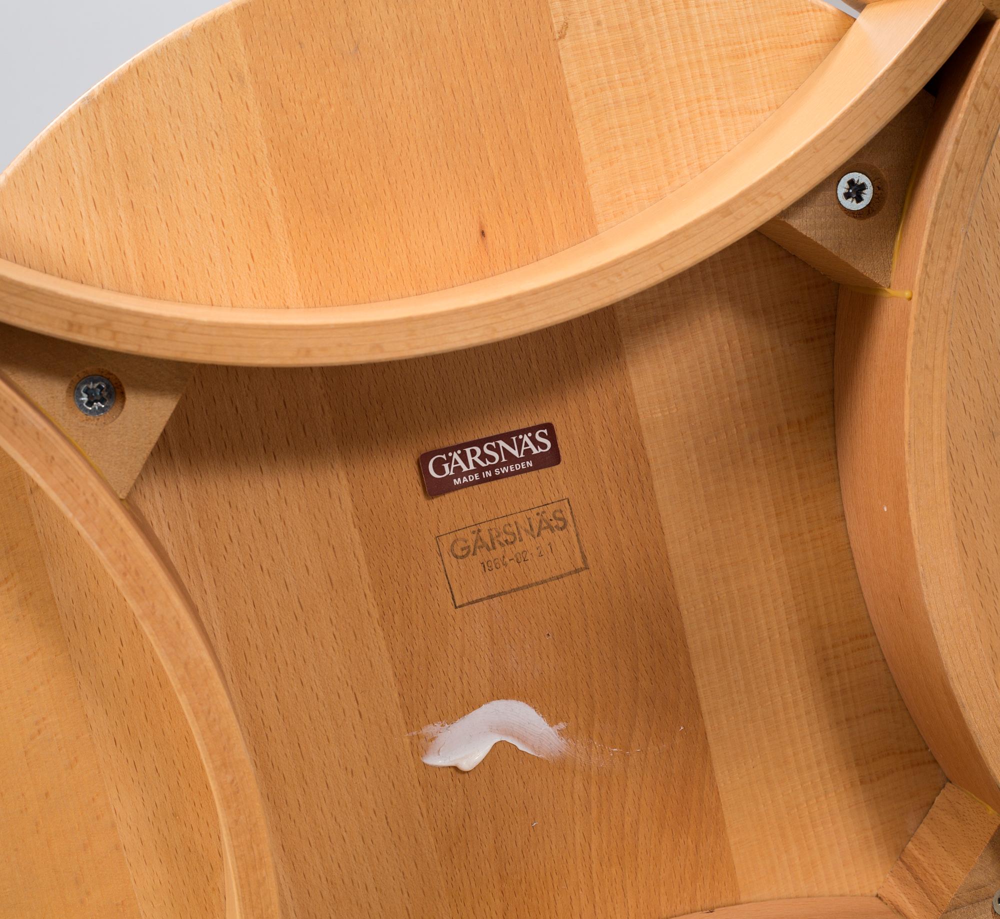 Six "model 127" stools, designed by Åke Axelsson for Gärsnäs, dated 1984.