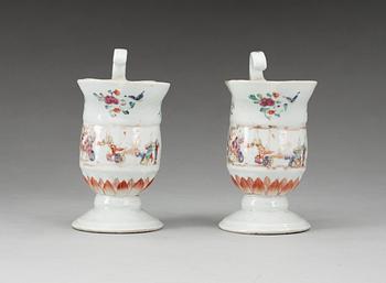 KANNOR, ett par, kompaniporslin. Qing dynastin, Qianlong (1736-95).