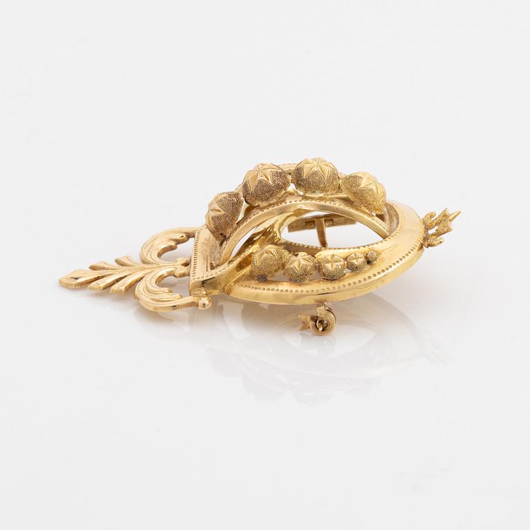 Brooch, 18K gold, GD, Gustaf Dahlgren, Malmö 1874.