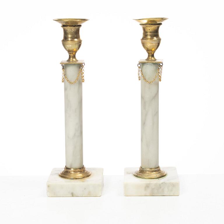A pair of candelabra, late Gustavian, circa 1800.
