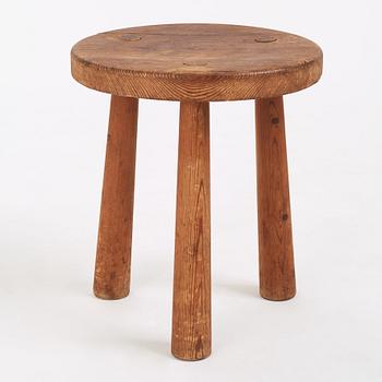 Axel Einar Hjorth, a stained pine 'Skoga' stool, Nordiska Kompaniet, Sweden 1930s.