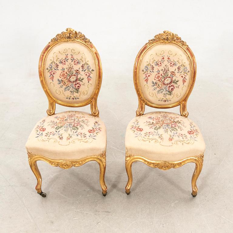 Chairs, a pair in the Louis XV style, late 19th century.