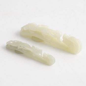 Two belt buckles, Nefrit, China, 20th century.