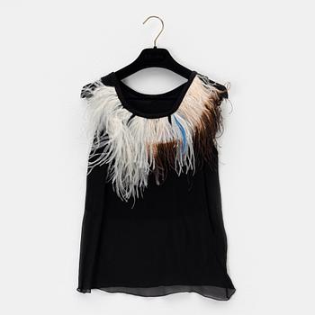 Céline, a silk and feather top, size 34.
