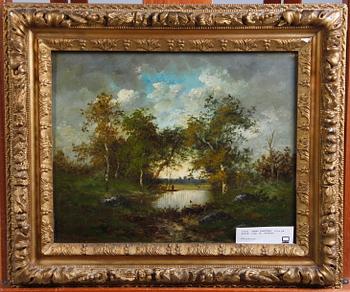 OKÄND KONSTNÄR, olja på pannå, sign Th. Rosseau.